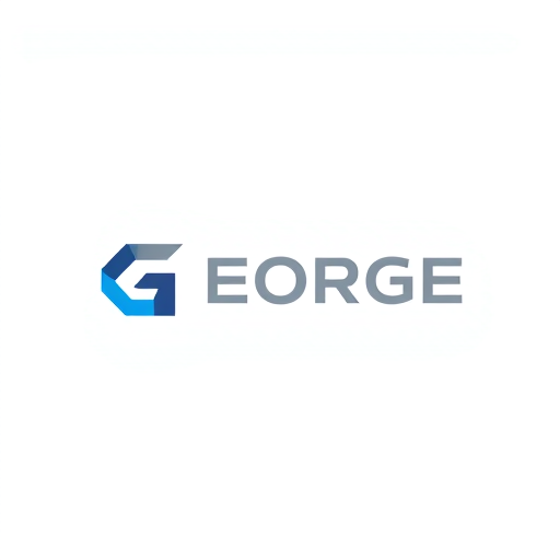 Professional logo design. Minimalist logo for a fast recruiting payment portal named GEORGE: Abstract geometric shapes representing speed and efficiency, a clean and modern color palette of deep blue and Gray, a strong and legible sans-serif typeface. Design with a tech-forward and professional influence, a clean vector illustration style with subtle gradients, and a white background. Make it creative icon for later G or F.