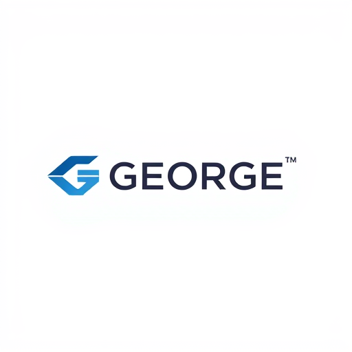 Professional logo design. Minimalist logo for a fast recruiting payment portal named GEORGE: Abstract geometric shapes representing speed and efficiency, a clean and modern color palette of deep blue and Gray, a strong and legible sans-serif typeface. Design with a tech-forward and professional influence, a clean vector illustration style with subtle gradients, and a white background. Make it creative icon for later G or F.