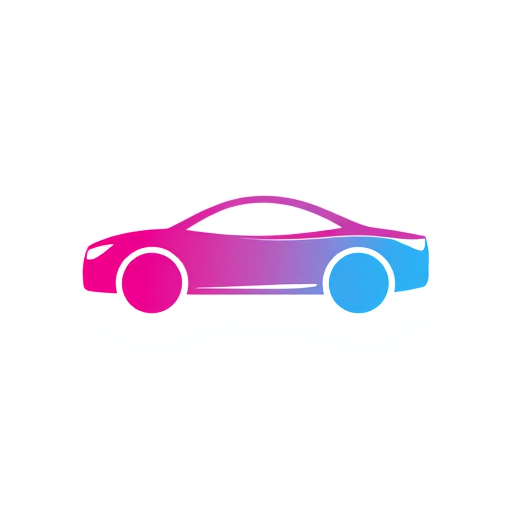 Professional logo design. A car icon with a pink/blue gradient, emphasizing inclusivity.