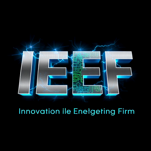 Professional logo design. IEEF 3D Logo Design Concept Primary Structure: Letters Formation: The four letters "IEEF" are constructed from brushed titanium-silver metal with beveled edges Arrangement: Letters are slightly staggered in 3D space, with each letter positioned at different depths to create dimensional interest Integration: The letters interconnect through glowing circuit pathways that weave between them Visual Elements: Electric Arcs: Bright electric blue lightning bolts arc between the two "E"s Smaller micro-arcs jump from letter edges, creating a live electrical field effect Tesla coil-style electricity emanates from the top of the "I" Circuit Integration: Neon green PCB trace patterns embedded within the letter surfaces Glowing nodes at connection points pulsing with energy Transparent sections revealing internal circuitry with flowing data streams Color Scheme: Primary: Brushed silver/titanium metallic base Accent 1: Electric blue (#00D4FF) for high-voltage elements Accent 2: Neon green (#39FF14) for circuit traces and low-voltage systems Background: Deep black (#0A0A0A) with subtle gradient Highlights: White-blue plasma glow effects 3D Effects: Metallic Finish: Anisotropic brushed metal texture with realistic reflections Depth: 45-degree viewing angle showcasing dimensional thickness Shadows: Soft ambient occlusion and dramatic directional lighting Glow: Bloom effects around electrical elements Reflections: Environmental mapping showing subtle tech-grid reflections Dynamic Elements: Energy particles flowing through the circuit paths Subtle electromagnetic field distortion around the letters Holographic data readouts floating near the logo Power meter visualization integrated into the design Typography Enhancement: The company name "Innovation Electrical Engineering Firm" appears below in a clean, futuristic font Subtle electric underglow beneath the text Metallic finish matching the main logo Professional Touches: Clean, sharp edges demonstrating precision Balanced composition despite asymmetric elements Scalable design that works from business cards to billboards Optional animated version with pulsing energy effects This design effectively communicates IEEF's expertise in both high and low voltage systems while maintaining a cutting-edge, professional appearance that positions the company as an industry leader in electrical innovation. 