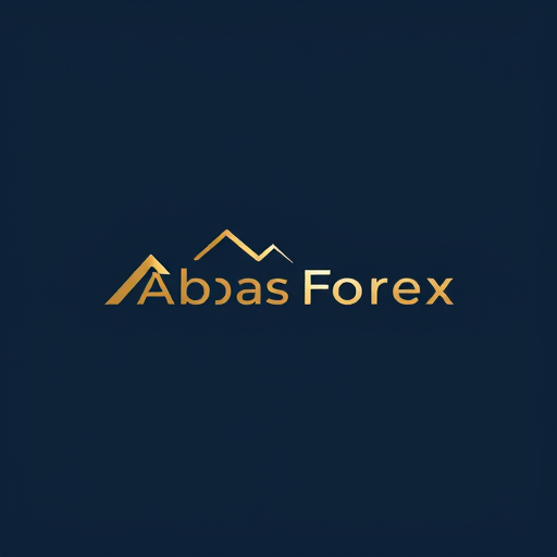 Professional logo design. Minimalist logo for a forex trading service named "Abbas Forex": A stylized, abstract representation of upward market trends and financial growth using clean lines and geometric shapes, gold and deep navy blue, modern sans-serif typeface with subtle sharp edges. Design with a fusion of modern corporate aesthetics and a hint of sophisticated dynamism, clean vector art with trading-related background.