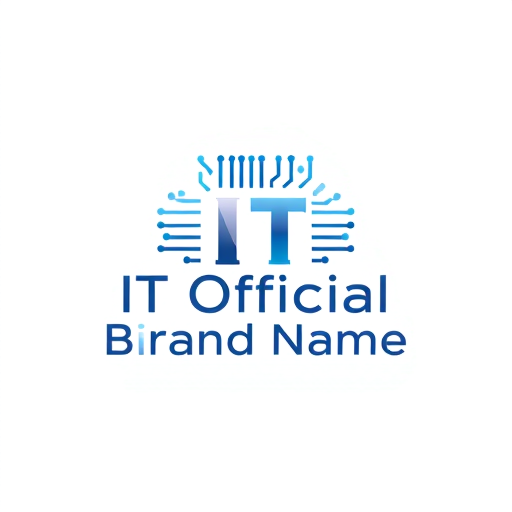 Professional logo design. Minimalist for an IT Official named "Brand Name": Abstract circuit board pattern, Shades of blue and silver, Clean sans-serif font. Design with a modern and professional influence, Subtle gradient effect, Solid white background.