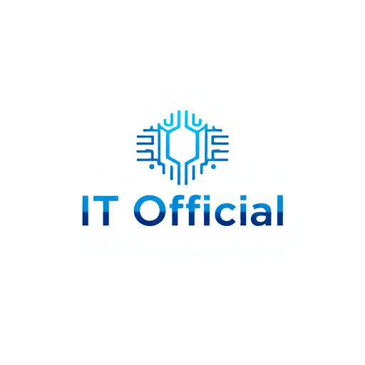 Professional logo design. Minimalist for an IT Official named "Brand Name": Abstract circuit board pattern, Shades of blue and silver, Clean sans-serif font. Design with a modern and professional influence, Subtle gradient effect, Solid white background.