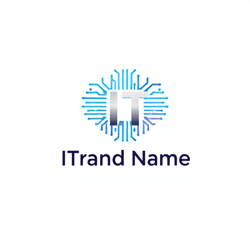 Professional logo design. Minimalist for an IT Official named "Brand Name": Abstract circuit board pattern, Shades of blue and silver, Clean sans-serif font. Design with a modern and professional influence, Subtle gradient effect, Solid white background.