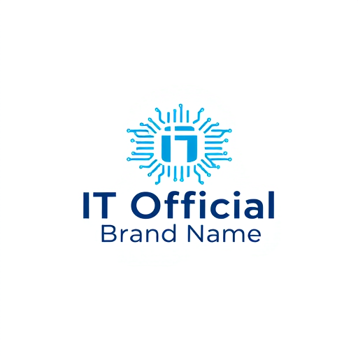 Professional logo design. Minimalist for an IT Official named "Brand Name": Abstract circuit board pattern, Shades of blue and silver, Clean sans-serif font. Design with a modern and professional influence, Subtle gradient effect, Solid white background.