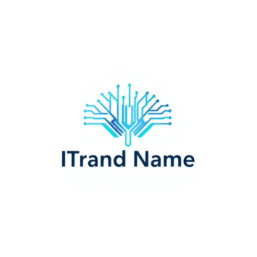 Professional logo design. Minimalist for an IT Official named "Brand Name": Abstract circuit board pattern, Shades of blue and silver, Clean sans-serif font. Design with a modern and professional influence, Subtle gradient effect, Solid white background.