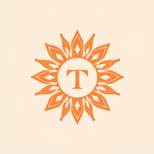 Professional logo design. Graphic: An abstract, circular pattern that suggests both the sun and a mandalic design. The pattern is created with fine, detailed lines that resemble the textures etched into clay. A small, stylized letter "T" could be subtly worked into the center. Color Palette: A warm, sun-baked palette of terracotta orange, paired with a dusty rose and a hint of warm cream. Font: A simple, elegant serif font, like Lora or Playfair Display, to complement the classic, artistic nature of the graphic.