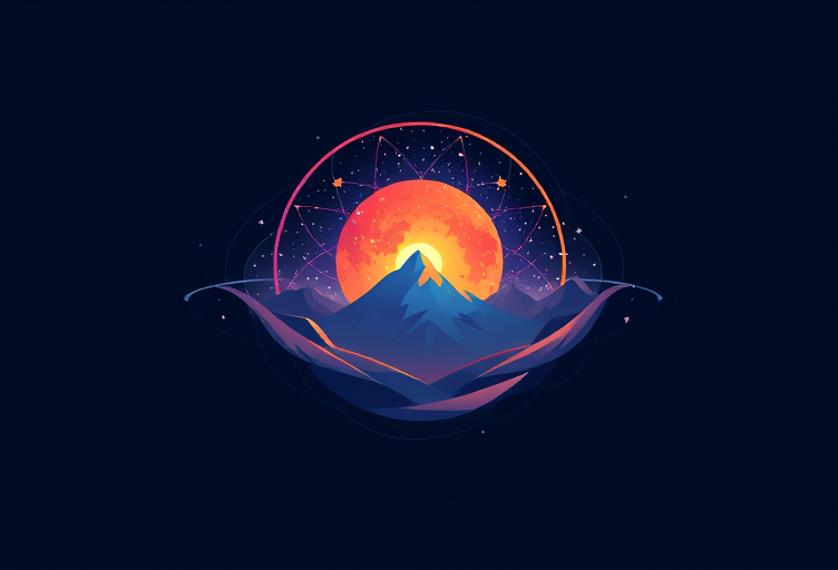 Professional logo design. make landscape image for cosmic vibe 2048 x 1152 pix related to astro