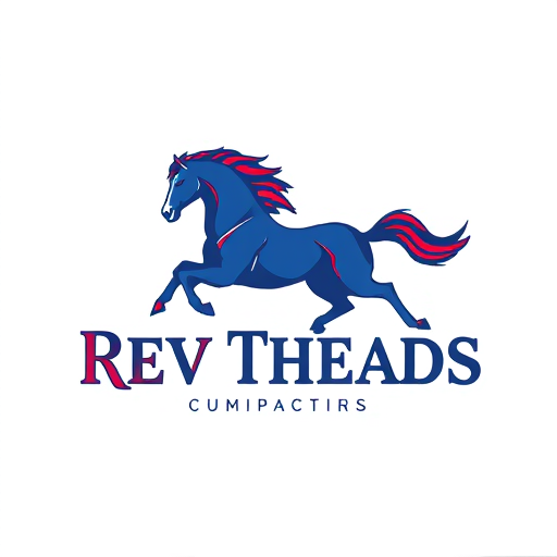 Professional logo design. Rev Threads it's a textile manufacturing company in it add horse in logo with royal colour and style