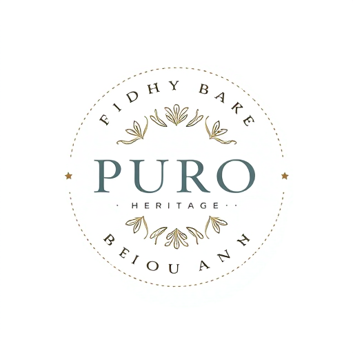 Professional logo design. PURO HERITAGE is a premium fashion label dedicated to 100%linen apparel — shirts, co-ord sets, and bottoms crafted for both men and women.Rooted in the values of heritage, craftsmanship, and sustainability, the brand seeksto blend timeless cultural narratives with contemporary silhouettes. Drawinginspiration from the craftsmanship of 100Capri and the cultural storytelling ofFabIndia and Jaypore, PURO HERITAGE embodies luxury and authenticity whilechampioning eco-conscious fashion. according to this explanation please make logo