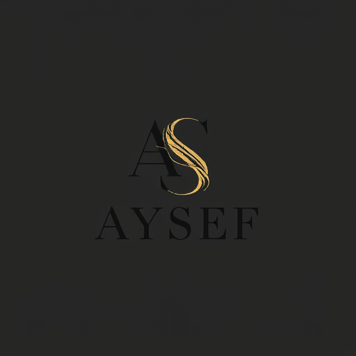 Professional logo design. Letterform logo for a modern and chic clothing brand named "AYSEF": Abstracted, flowing "AYSEF" initial monogram, incorporating subtle nods to fabric textures or thread, predominantly in a sophisticated monochromatic palette of deep charcoal and muted gold. Design with a minimalist and elegant influence, drawing inspiration professional, and subtly artistic visual execution 
