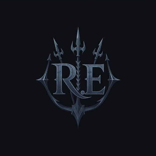 Professional logo design. design a logo for R.E With Trident in dark shade