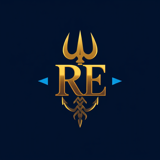 Professional logo design. design a logo for RE With Trident in gold and blue shade