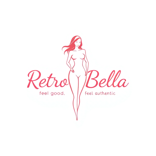 Professional logo design. Make a logo for my website for affiliate marketing named "Retro Bella" and with the tagline "feel good, feel authentic" with a women body created with lines. Please make it look stylish and attractive in light colours