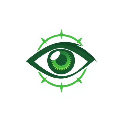 Professional logo design. Design logo Green eye looks through the scope