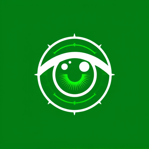 Professional logo design. Design logo Green eye looks through the scope