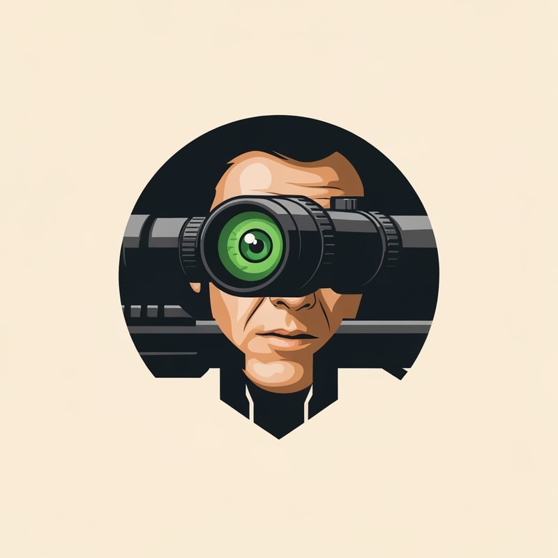 Professional logo design. Design logo for youtube The pupil looks through the scope of a sniper rifle.