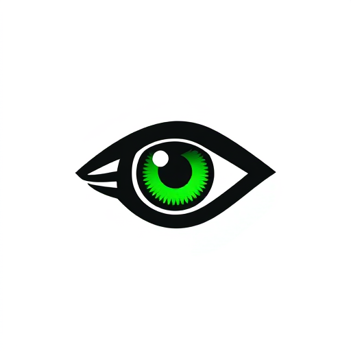 Professional logo design. Design logo Green eye looks through the black scope