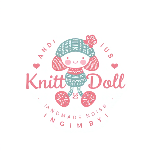 Professional logo design. design a whimsical logo for a handmade knitted doll business. Add a surprising element 