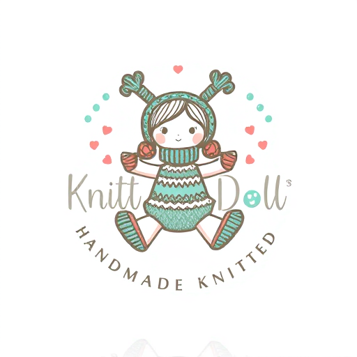 Professional logo design. design a whimsical logo for a handmade knitted doll business. Add a surprising element 