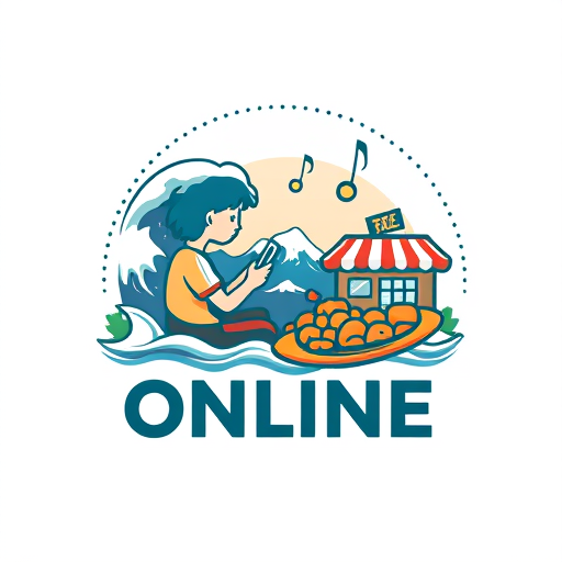 Professional logo design. Design a logo which has a person in a natural calamity like tsunami or earthquake is using an app in the phone and there is a local shop for food , there's a connection between the phone and the local shop in dotted curved like written online on it.The shop should be away from the user and ONLINE should be written over the dotted line