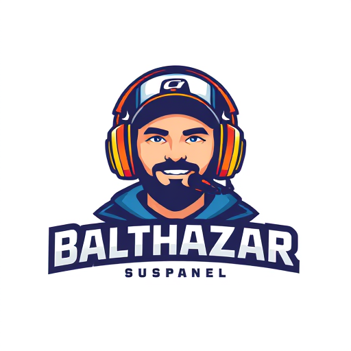 Professional logo design. "Banner for a gaming YouTube channel featuring a guy, wearing a cap and headphones with a microphone, named BalthazarPlays."