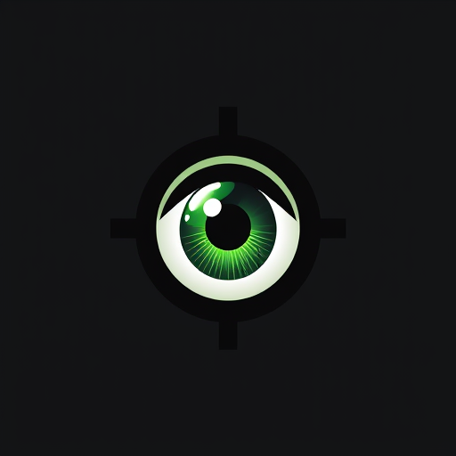 Professional logo design. A green eye in a black scope