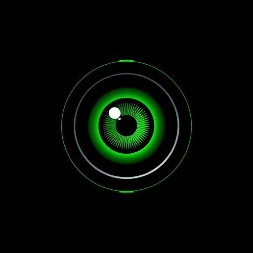 Professional logo design. A green eye in a black scope