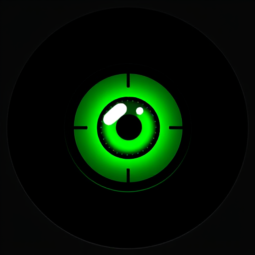 Professional logo design. A green eye in a black scope