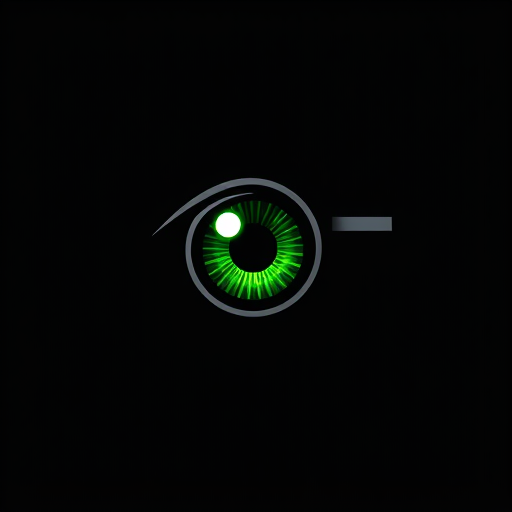 Professional logo design. A green eye looks into a black telescopic sight