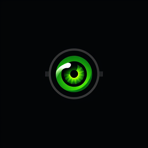Professional logo design. A green eye in a black scope