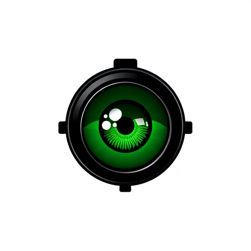 Professional logo design. A green eye in a black scope