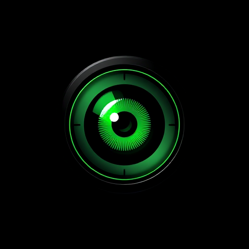 Professional logo design. A green eye in a black scope