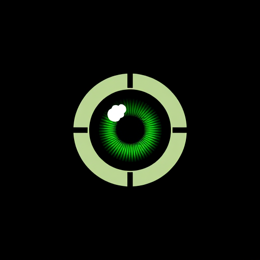 Professional logo design. A green eye in a black scope
