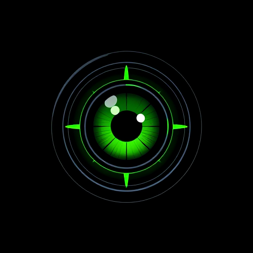 Professional logo design. A green eye in a black scope