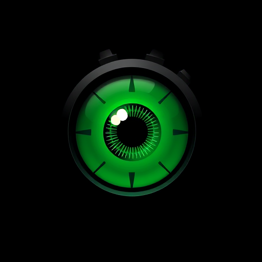 Professional logo design. A green eye in a black scope