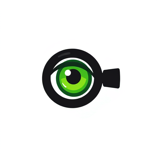 Professional logo design. A green eye looks into a black telescopic sight