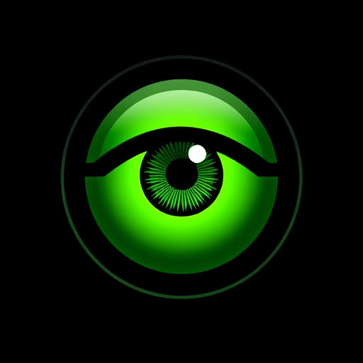 Professional logo design. A green eye in a black scope