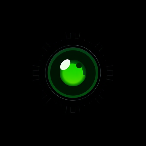 Professional logo design. A green eye in a black scope