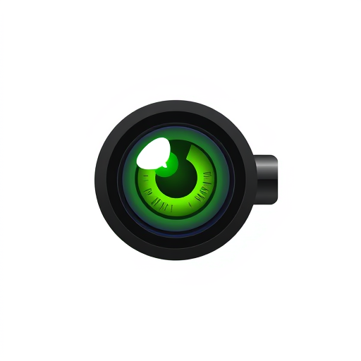 Professional logo design. A green eye looks into a black telescopic sight