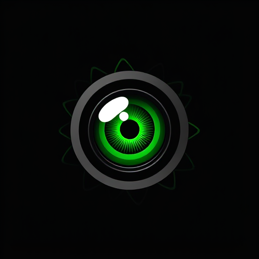 Professional logo design. A green eye in a black scope