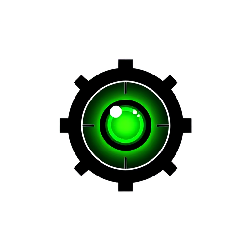 Professional logo design. A green eye in a black scope
