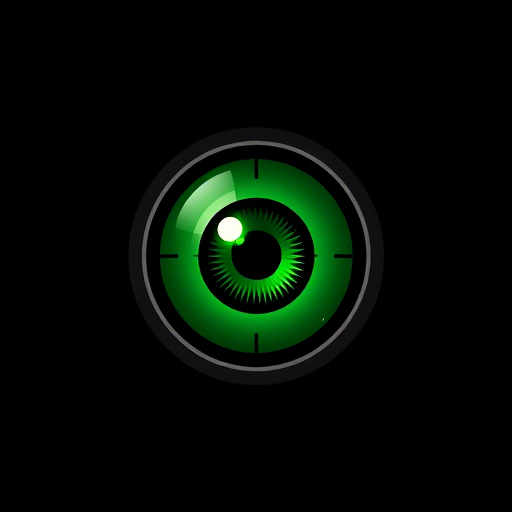 Professional logo design. A green eye in a black scope