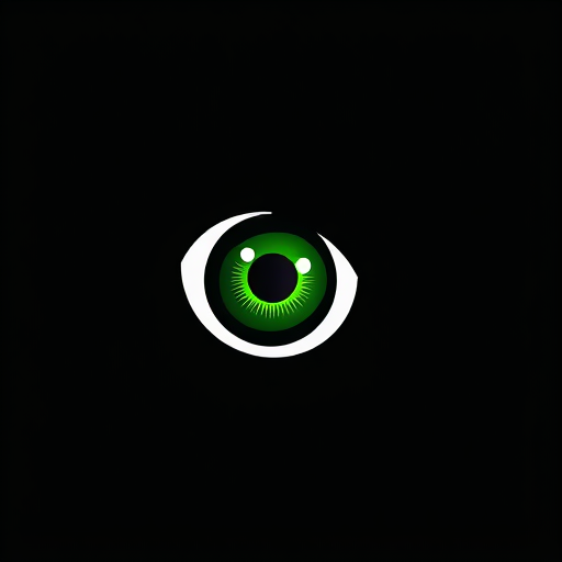 Professional logo design. A green eye looks into a black telescopic sight