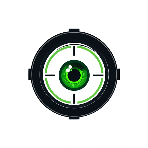Professional logo design. A green eye in a black scope