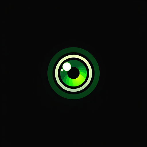 Professional logo design. A green eye in a black scope