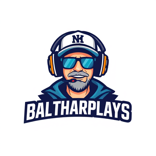 Professional logo design. "Banner for a gaming YouTube channel featuring a guy, wearing a cap and headphones with a microphone, named BalthazarPlays."