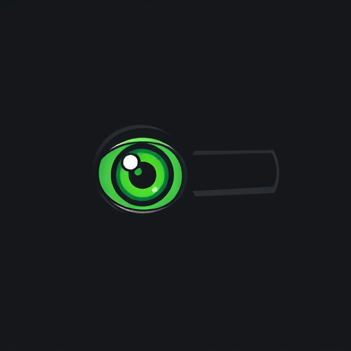 Professional logo design. A green eye looks into a black telescopic sight