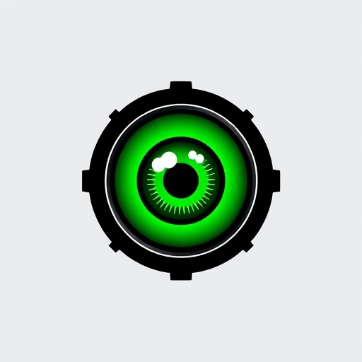 Professional logo design. A green eye in a black scope