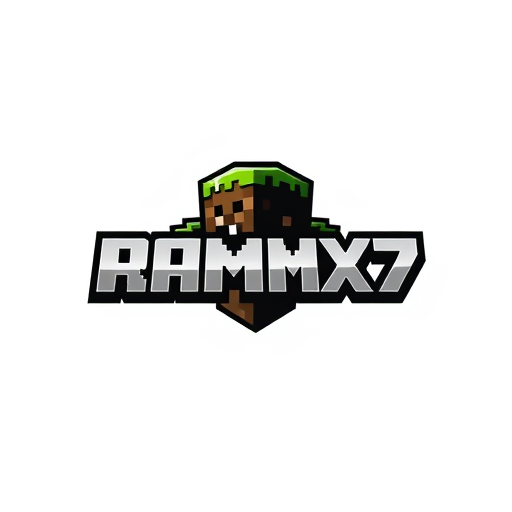 Professional logo design. MAKE A MINECRAFT LOGO FOR PROFILE AND NAME ramX7 middle of the logo